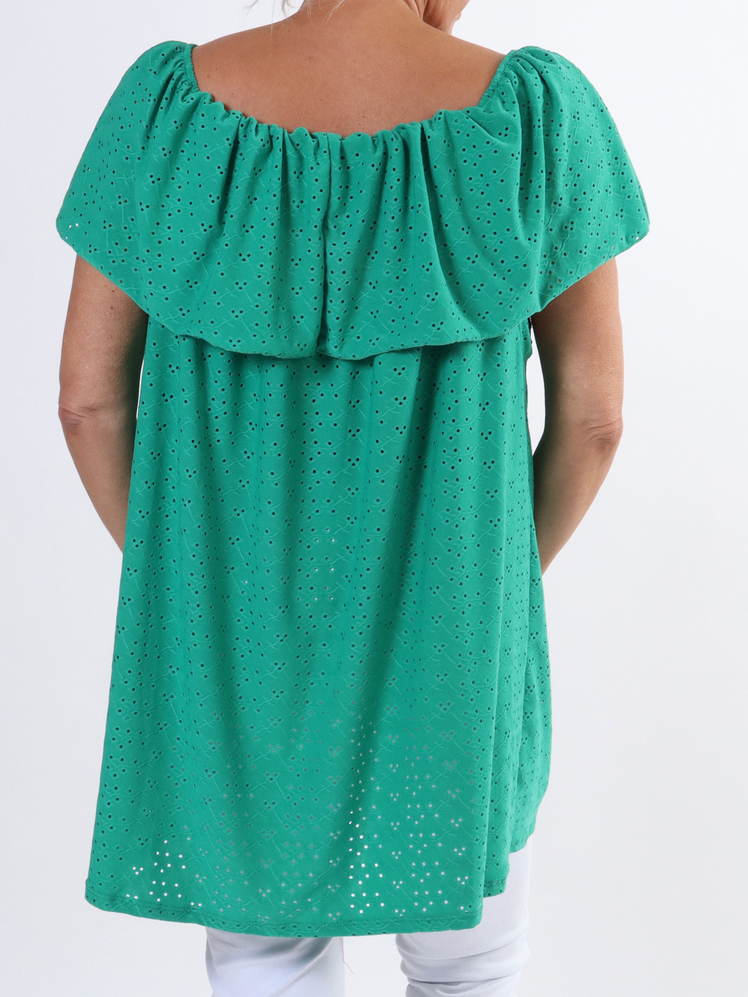 Sienna - Sød elastisk plus size tunika med broderie anglaise